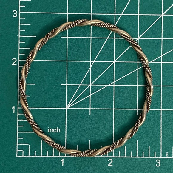 Bangle Bracelet Gold Tone Metal Three Strand Twists - Picture 6 of 6